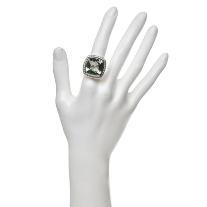 David Yurman Sterling Silver Diamond Prasiolite 17mm Albion Ring 52 6 2 of 5