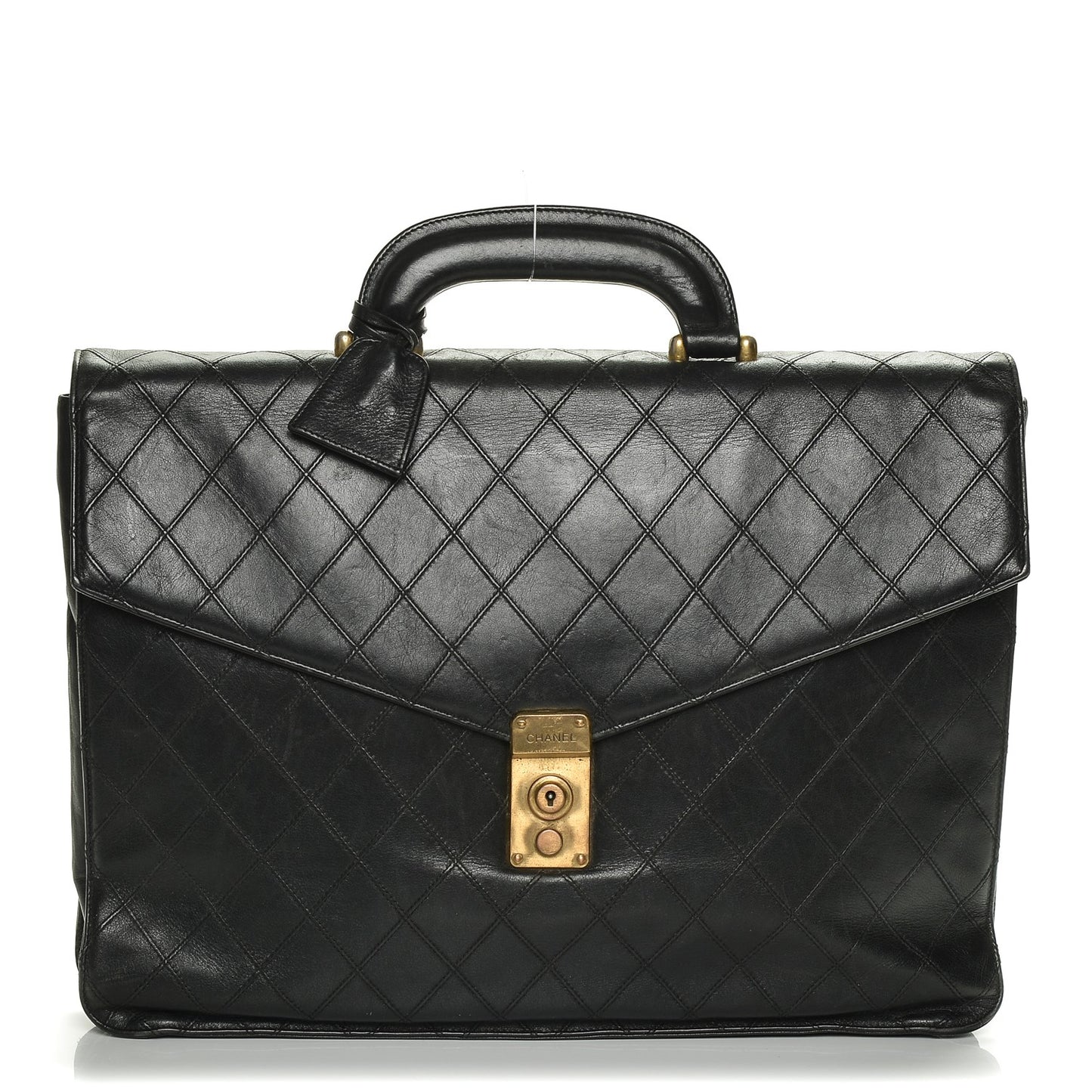 Lambskin Quilted Briefcase Bag Black