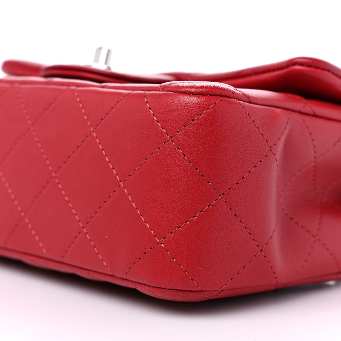 Lambskin Quilted Mini Rectangular Flap Red