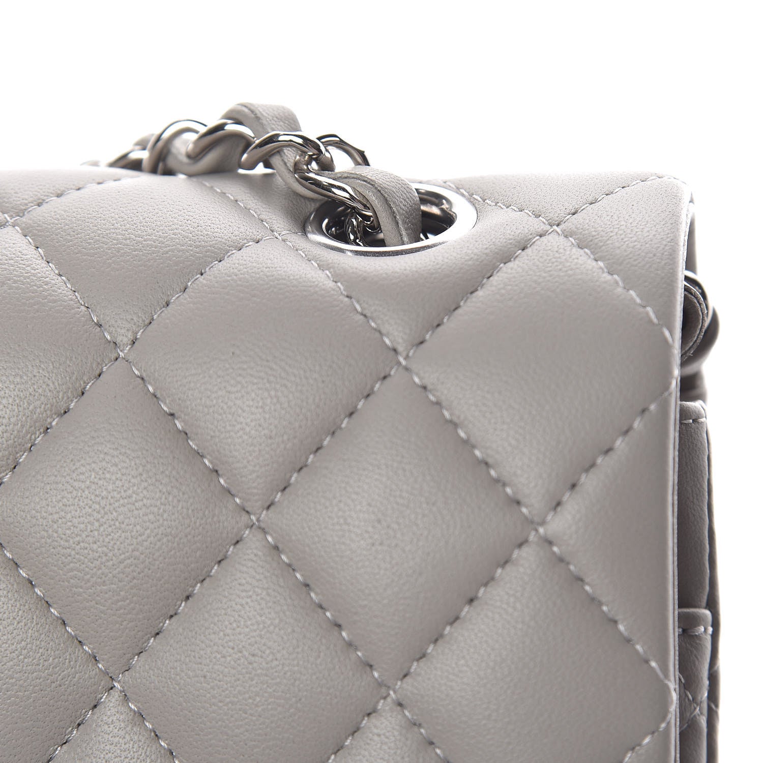 Chanel Lambskin Quilted Medium Double Flap Grey 11 of 21