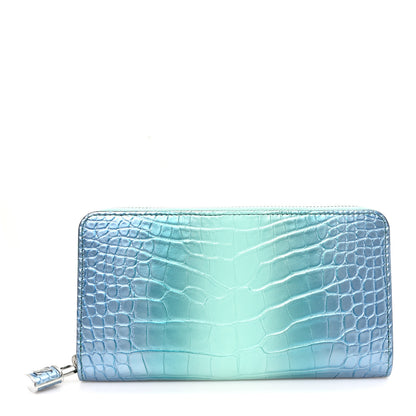 Louis Vuitton Crocodile Zippy Wallet Blue Green 1 of 6