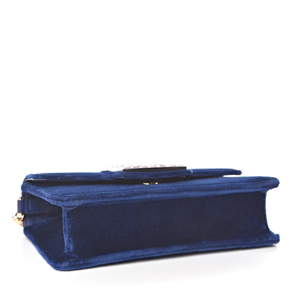 Gucci Velvet Crystal Square G Shoulder Bag Cobalt Blue 4 of 10