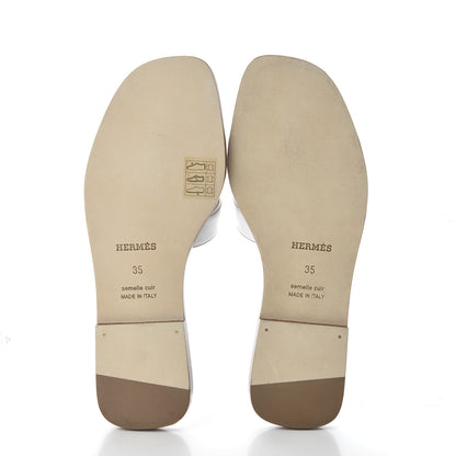 Hermes Box Calfskin Oran Sandals 35 White 5 of 9