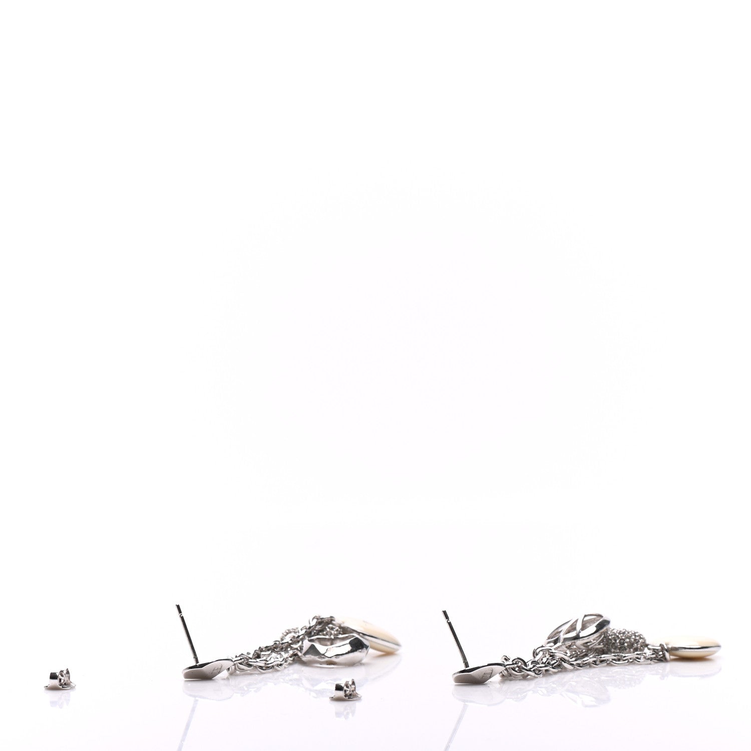 Christian Dior Crystal Heart Drop Earrings Silver 4 of 4