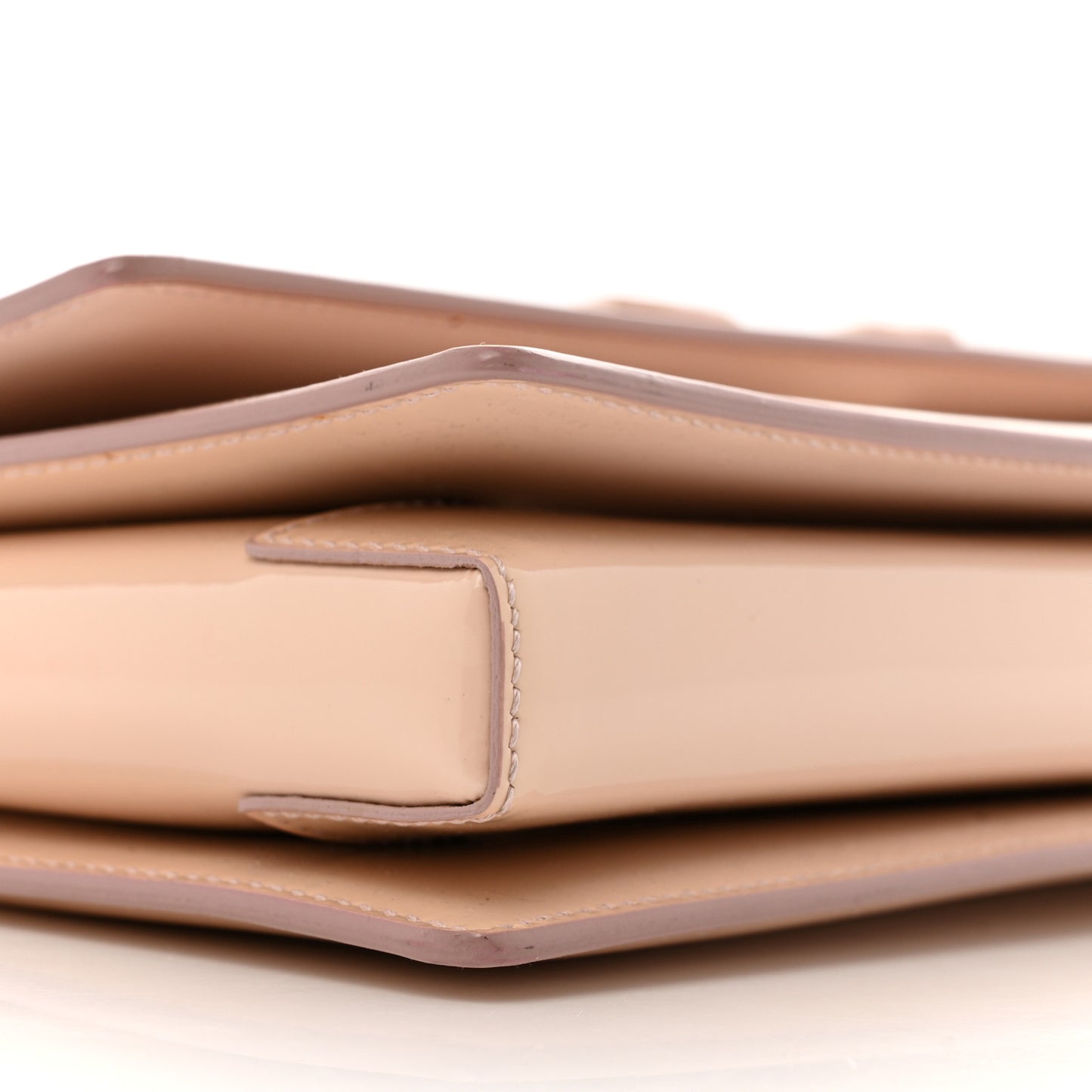 Patent Calfskin Vara Bow Chain Flap Crossbody Beige