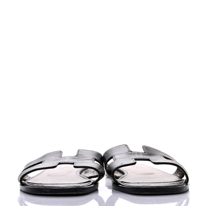 Hermes Box Calfskin Oran Sandals 36.5 Black 2 of 4