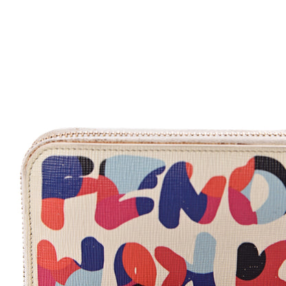 Fendi Vitello Elite Fendi Roma Simply Zip Around Wallet White Multicolor 7 of 11