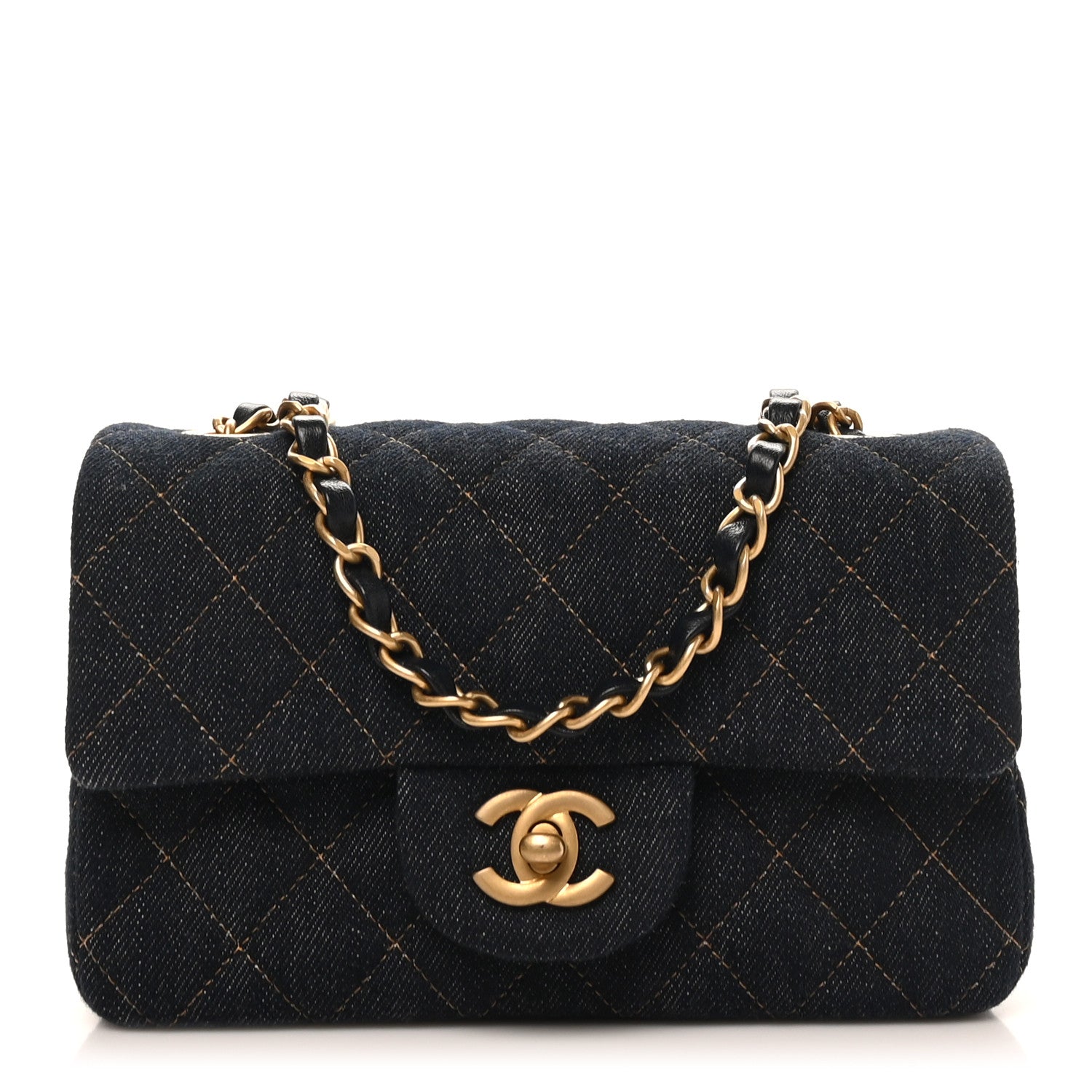 Chanel Denim Quilted Mini Rectangular Flap Dark Blue 1 of 11