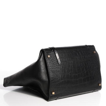 Celine Crocodile Embossed Large Phantom Luggage Black 4 of 7