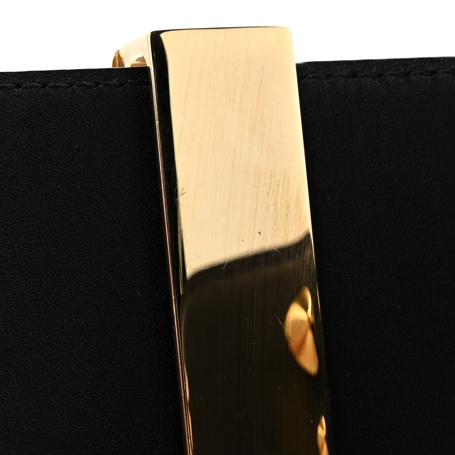 Louis Vuitton Calfskin LV Initiales Clous Belt 75 30 Black Gold 8 of 9