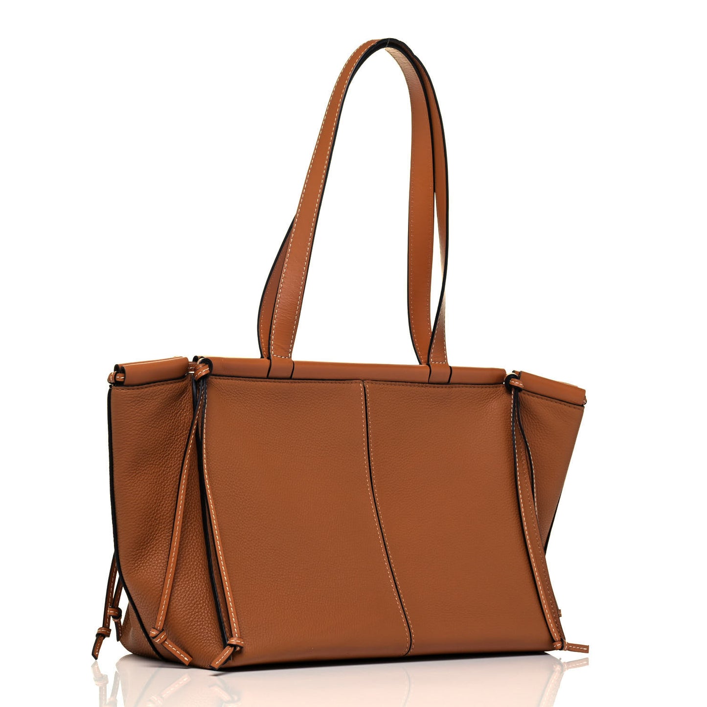 Grained Calfskin Cushion Tote Tan