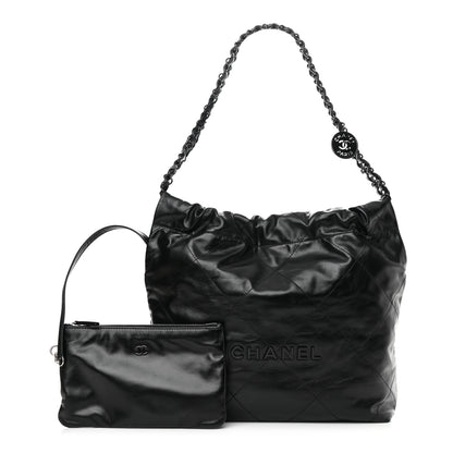 Chanel Shiny Calfskin Quilted Small Chanel 22 So Black 1 of 13
