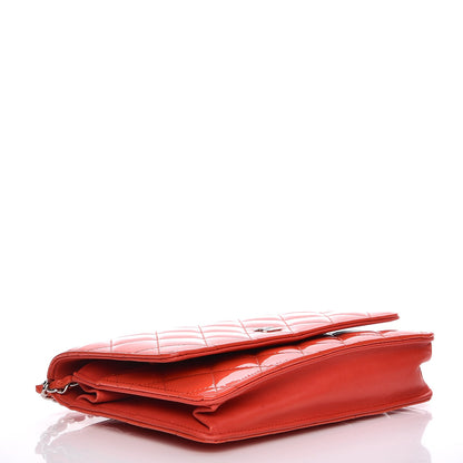 Chanel Patent Quilted Wallet On Chain WOC Red 4 of 10
