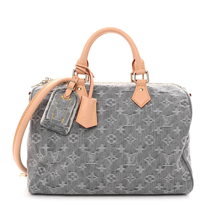 Louis Vuitton Monogram Denim Speedy Soft 30 Washed Gray 1 of 9