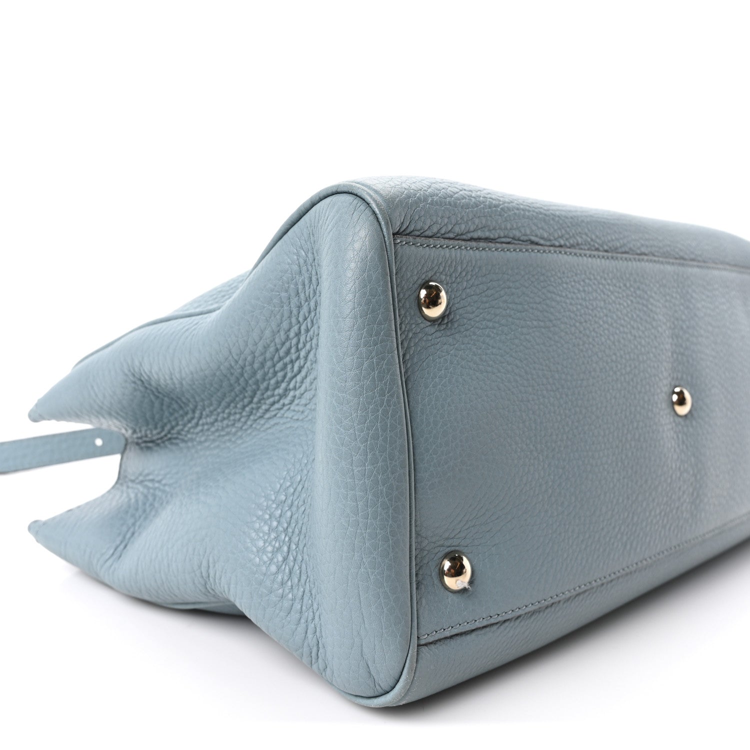 Gucci Pebbled Calfskin Medium Bamboo Shopper Tote Light Blue 9 of 10
