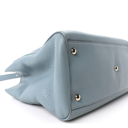 Gucci Pebbled Calfskin Medium Bamboo Shopper Tote Light Blue 9 of 10