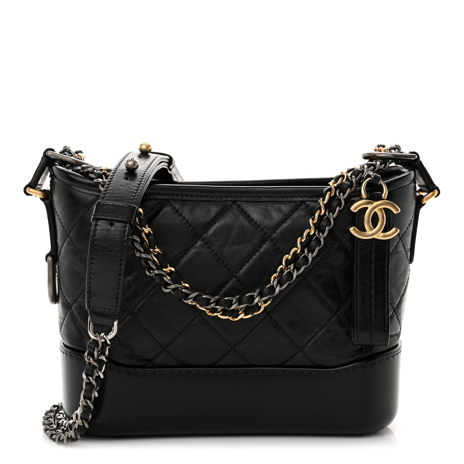 Chanel Aged Calfskin Quilted Small Gabrielle Hobo Black 1 of 10