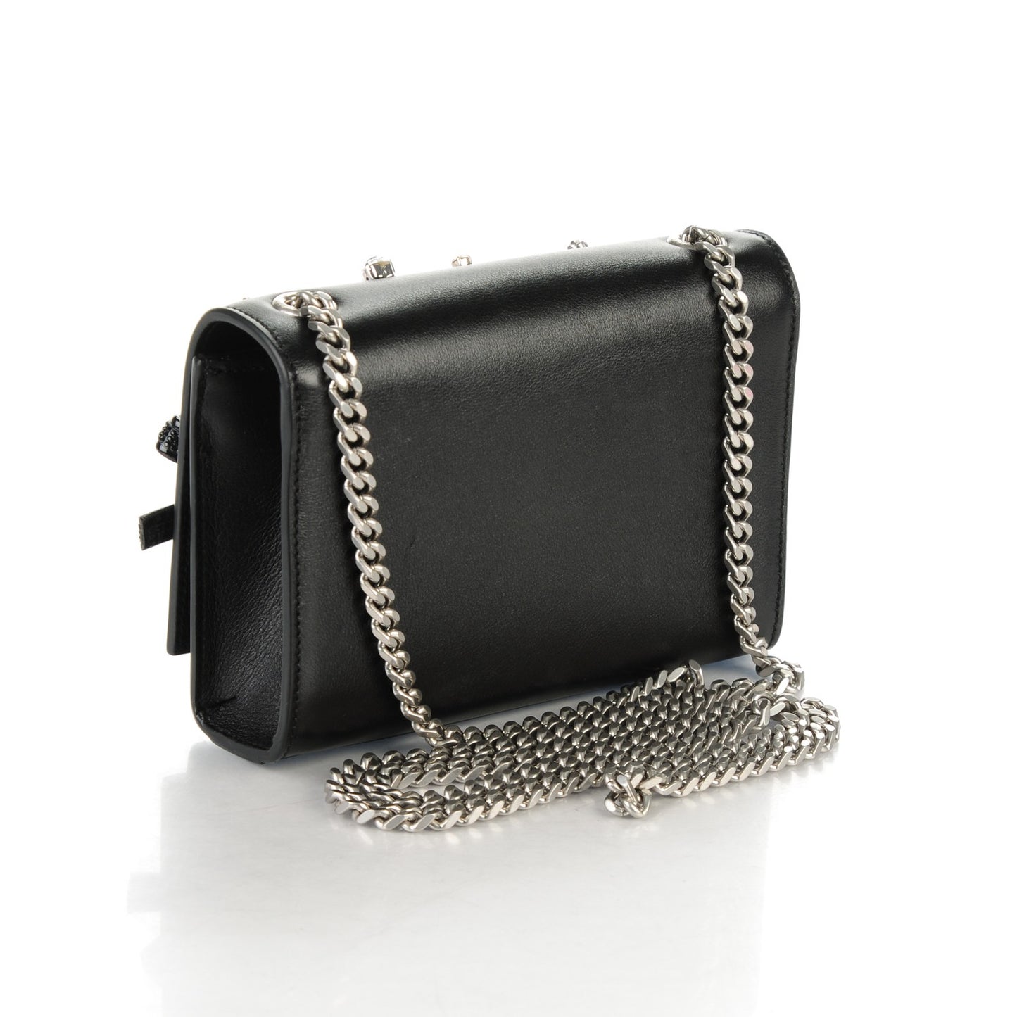 Calfskin Embellished Small Monogram Kate Satchel Black