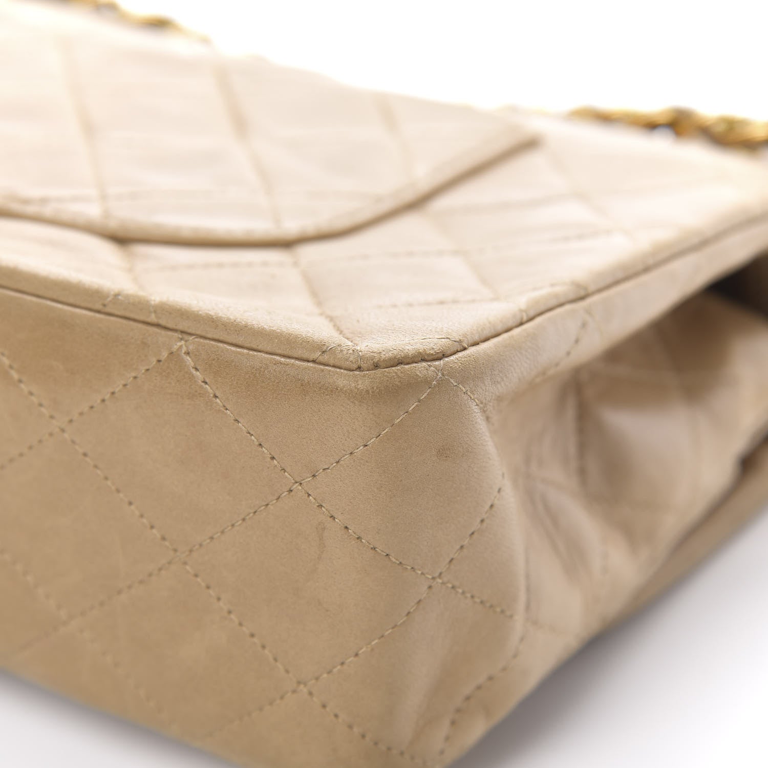 Chanel Lambskin Quilted Medium Double Flap Beige 17 of 22