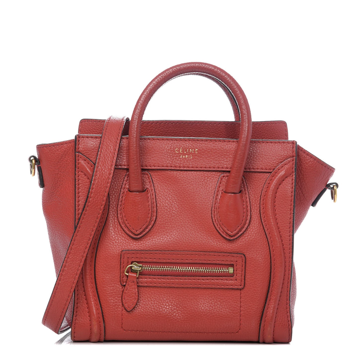 Drummed Calfskin Nano Luggage Coquelicot