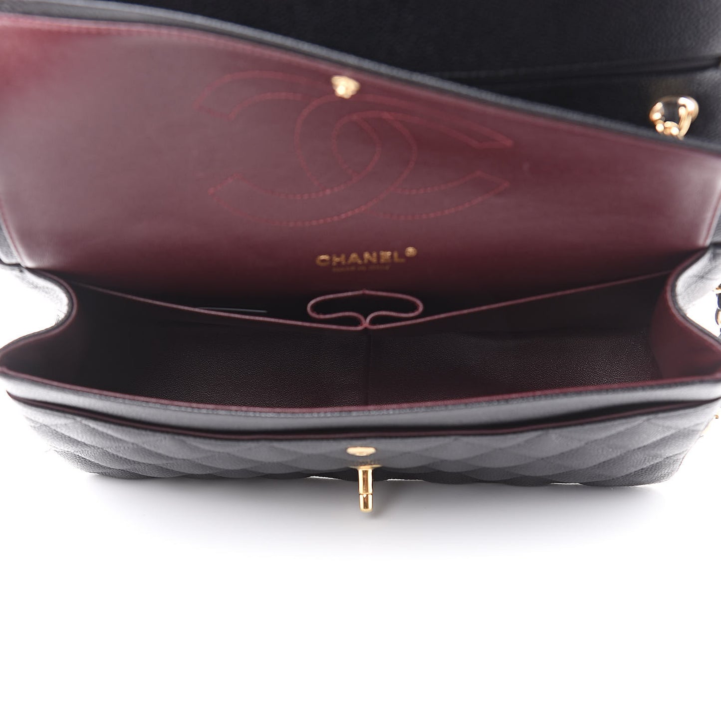 Caviar Quilted Jumbo Double Flap Black
