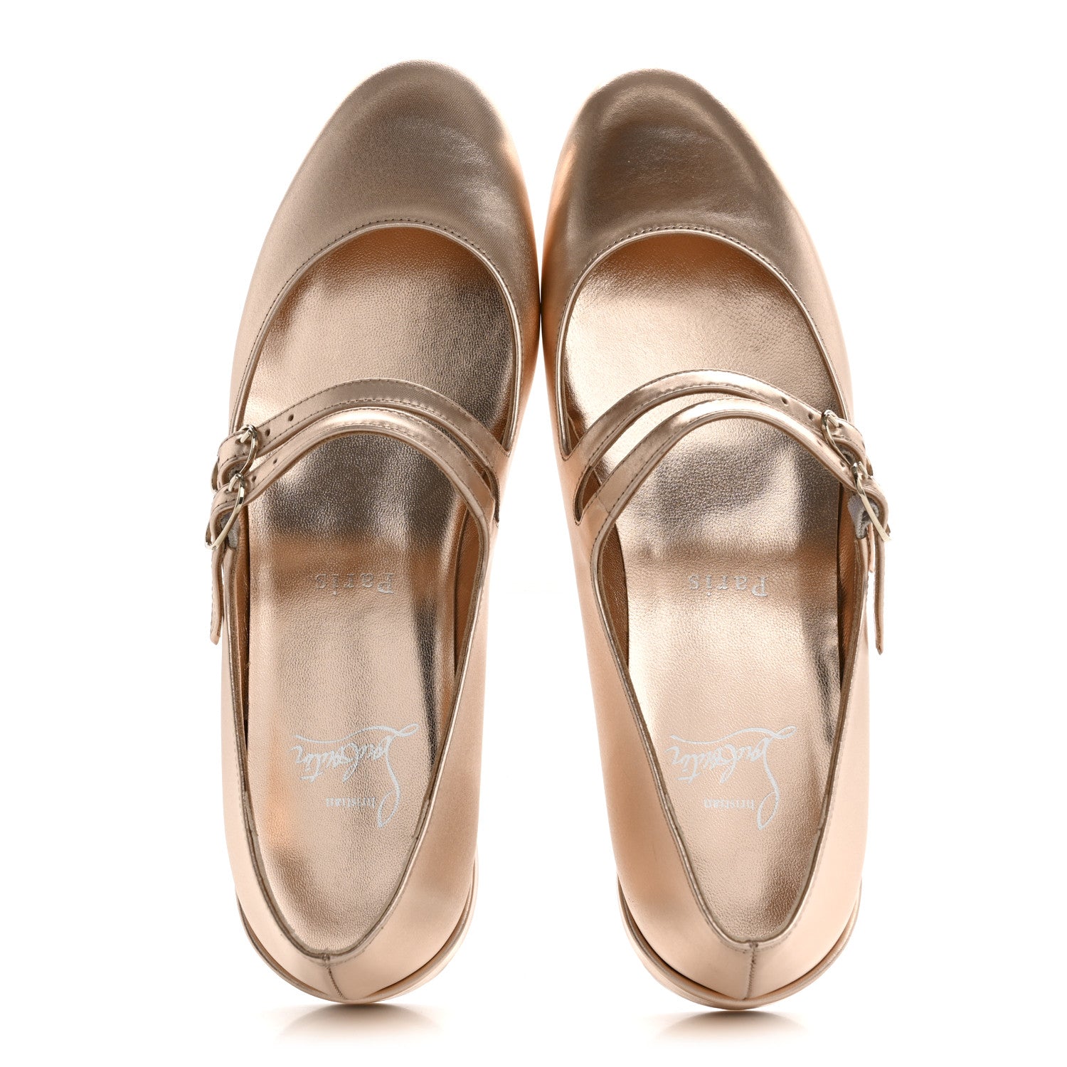 Christian Louboutin Calf Laminato Satin Sweet Jane Flats 36 Leche 2 of 9