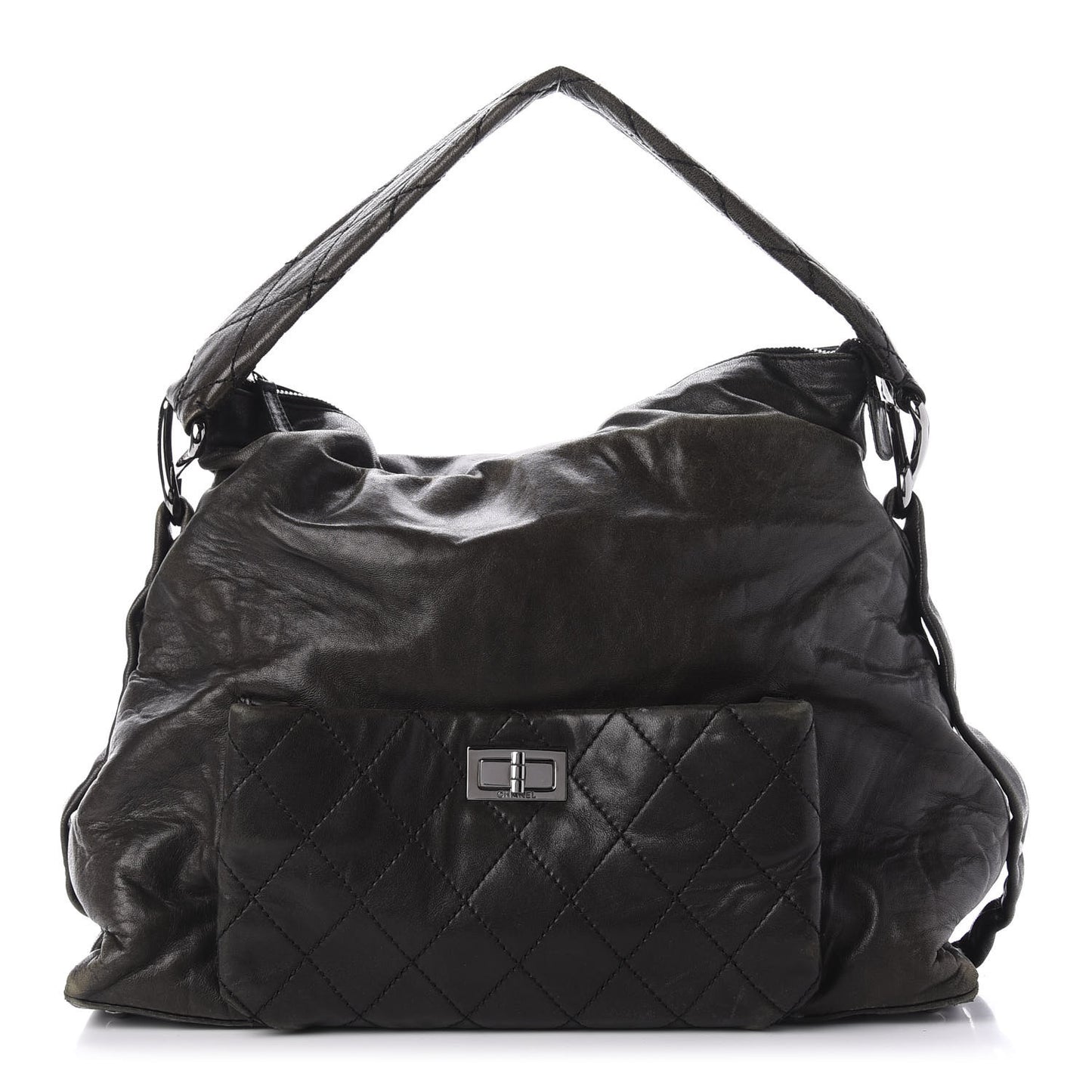 Lambskin Quilted Mademoiselle Hobo Black