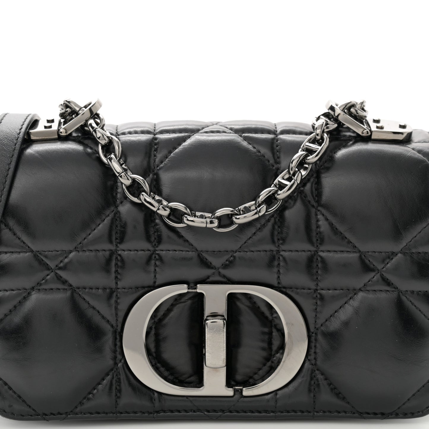 Calfskin Macrocannage Small Caro Bag Black