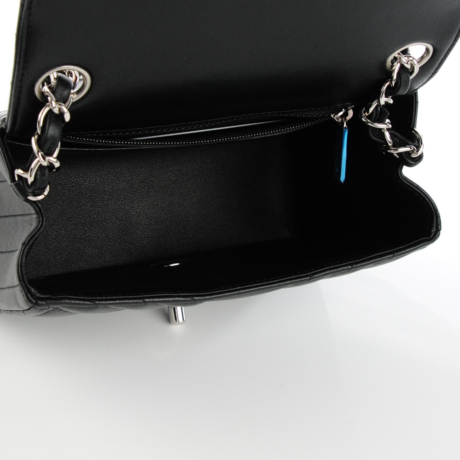 Chanel Lambskin Chevron Quilted Mini Square Flap Black 7 of 9