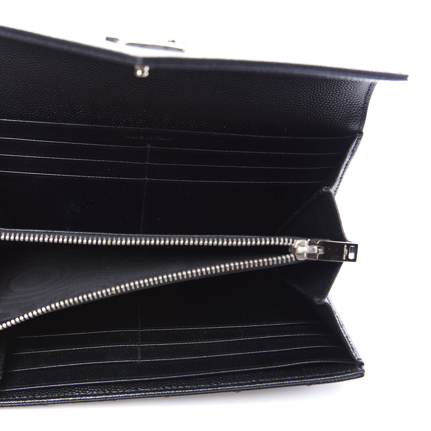 Saint Laurent Grain De Poudre Matelasse Chevron Monogram Flap Wallet Black 4 of 11