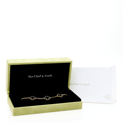 Van Cleef & Arpels 18K Yellow Gold Black Onyx 5 Motifs Vintage Alhambra Bracelet 5 of 5