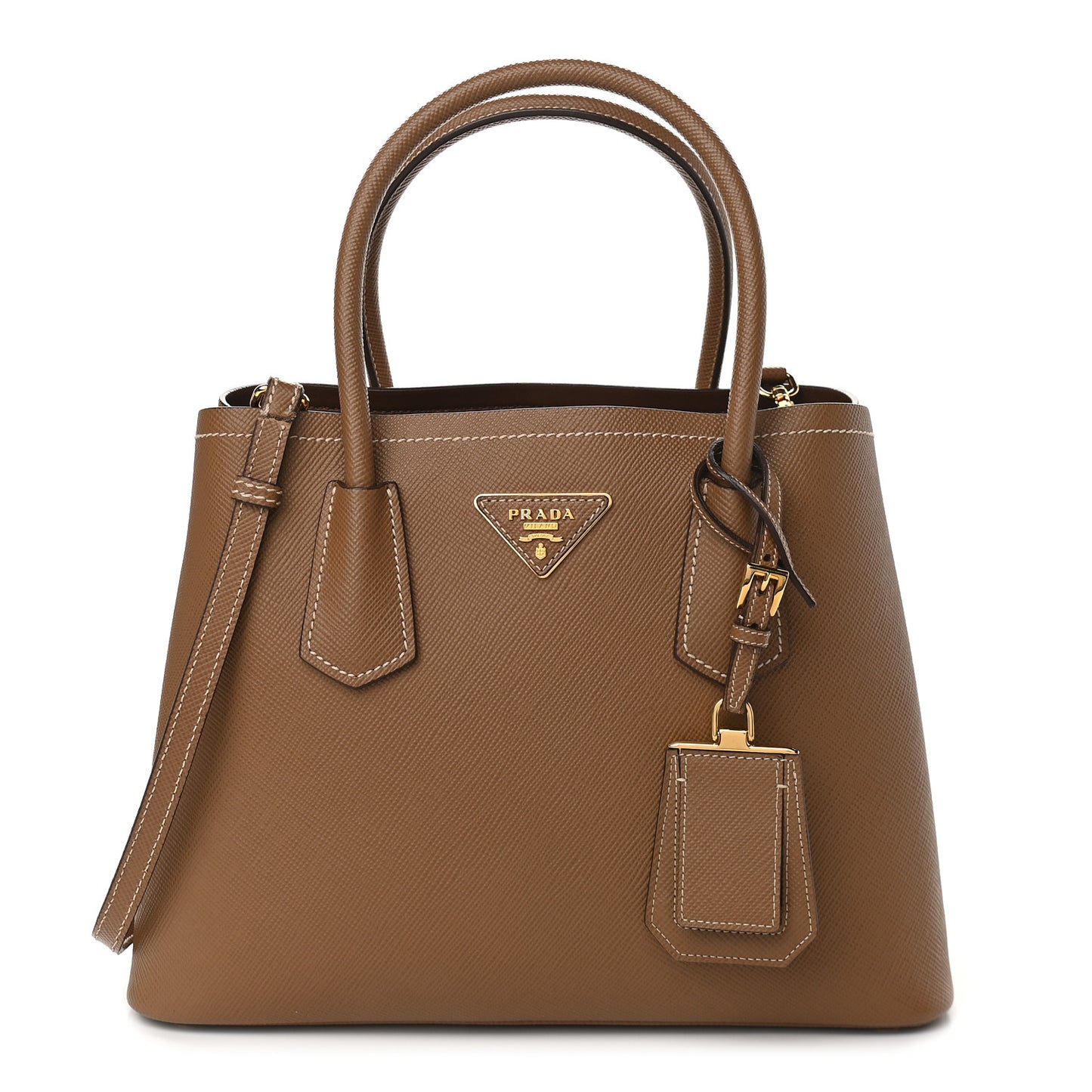 Saffiano Cuir Medium Double Bag Cannella Cocco