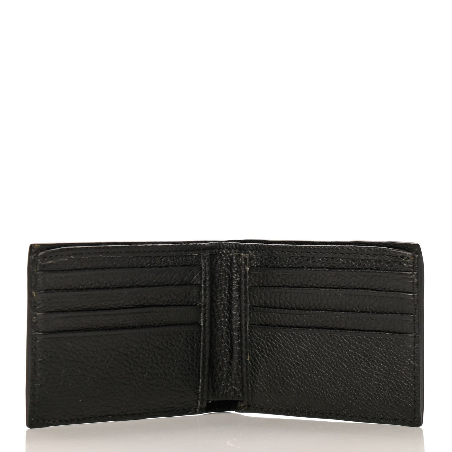 Grained Calfskin Web Bi-Fold Wallet Black
