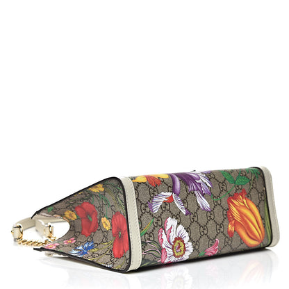 Gucci GG Supreme Monogram Flora Textured Calfskin Small Padlock Tote Beige Ebony Multicolor Mystic White 3 of 10