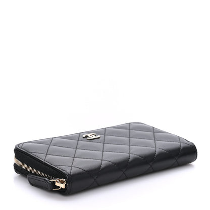 Chanel Lambskin Quilted Medium Zip Around Wallet Black 4 of 8