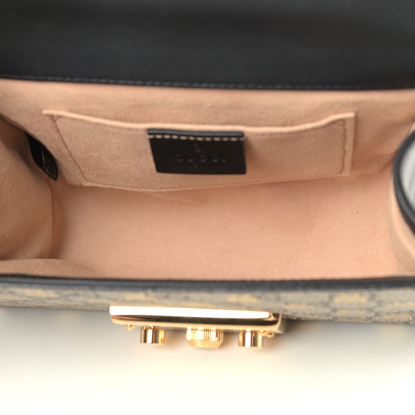 GG Supreme Monogram Bees Small Padlock Shoulder Bag Black