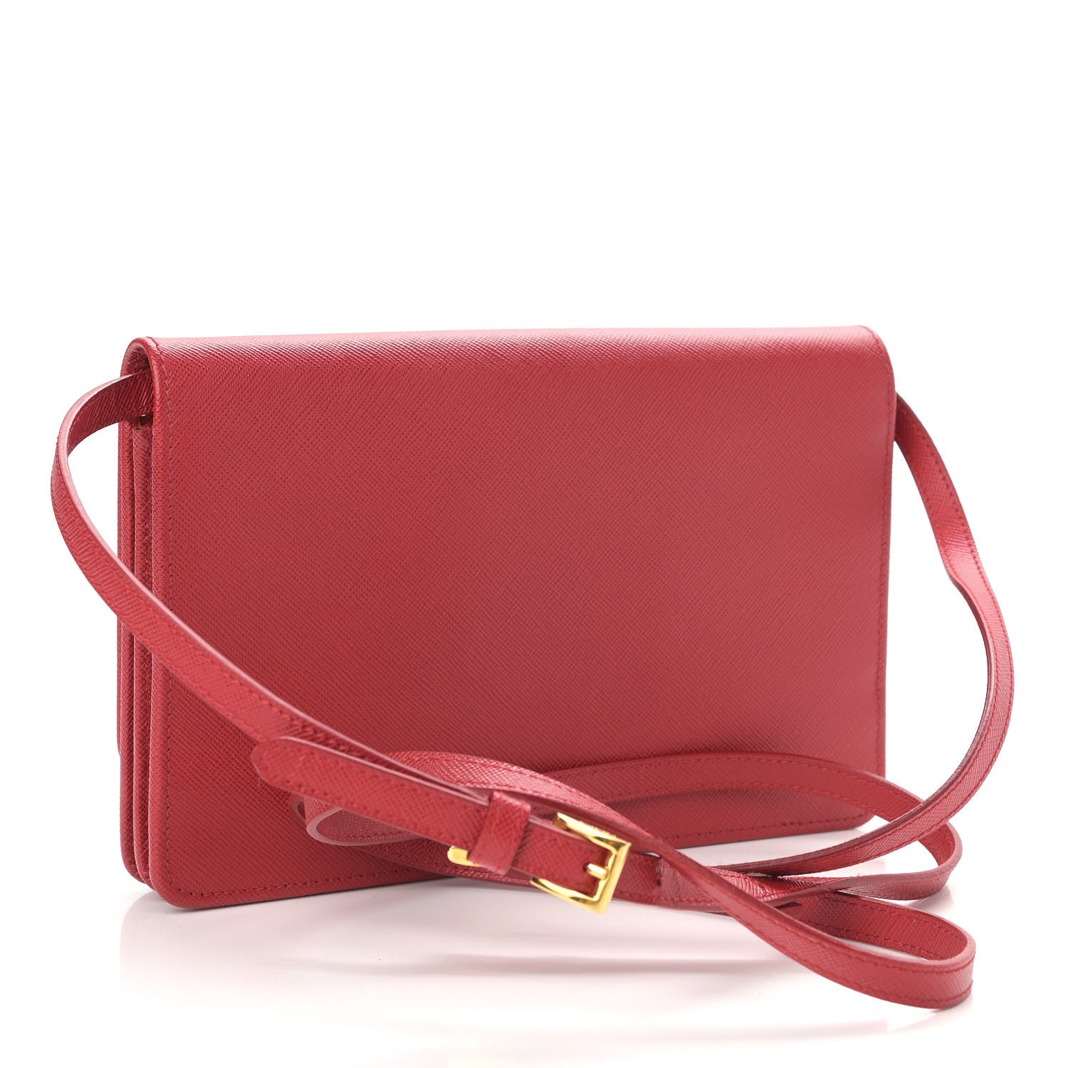 Prada Saffiano Metal Flap Wallet With Strap Fuoco 3 of 15