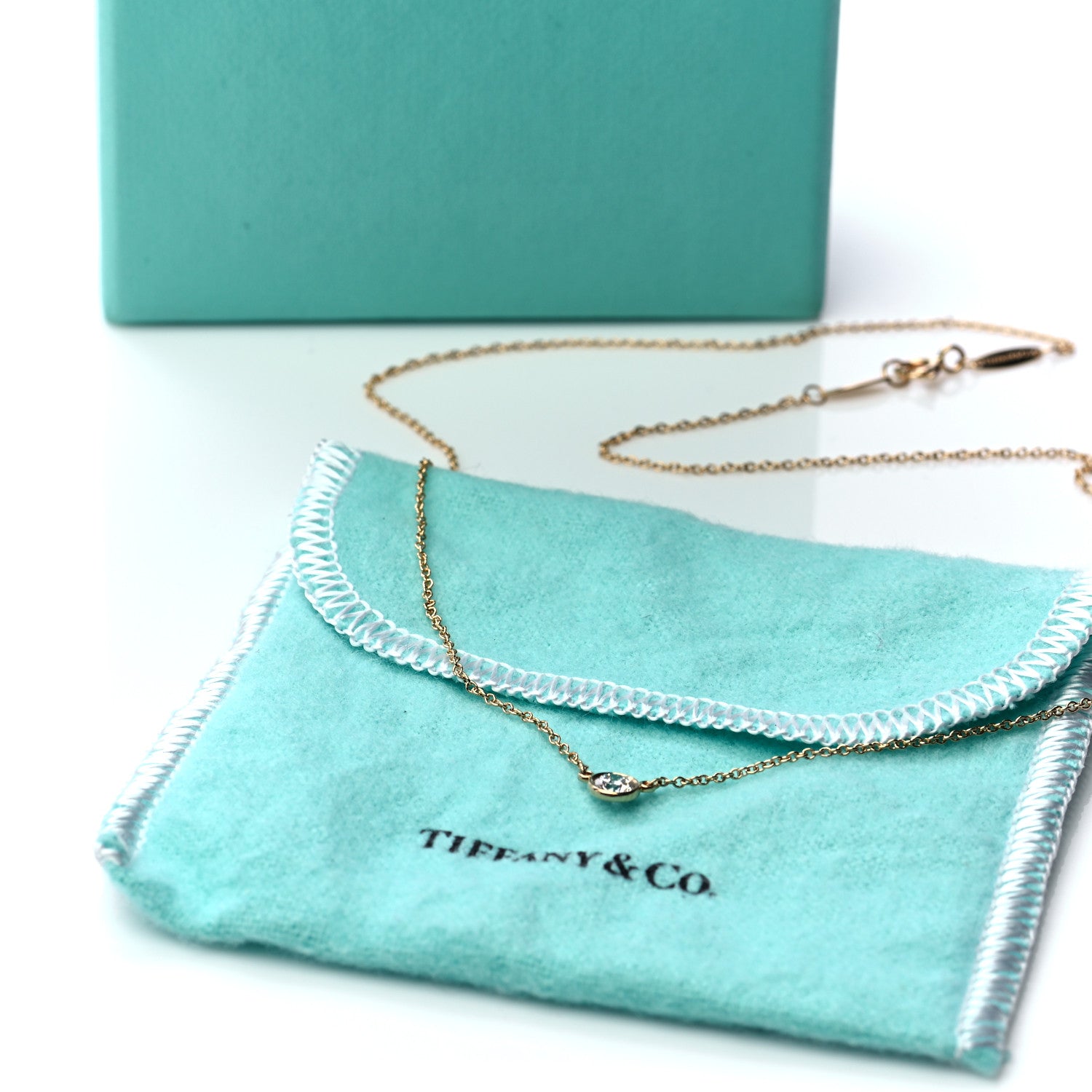 Tiffany 18K Yellow Gold Diamond .21ct Elsa Peretti Diamonds by the Yard Pendant Necklace 6 of 6