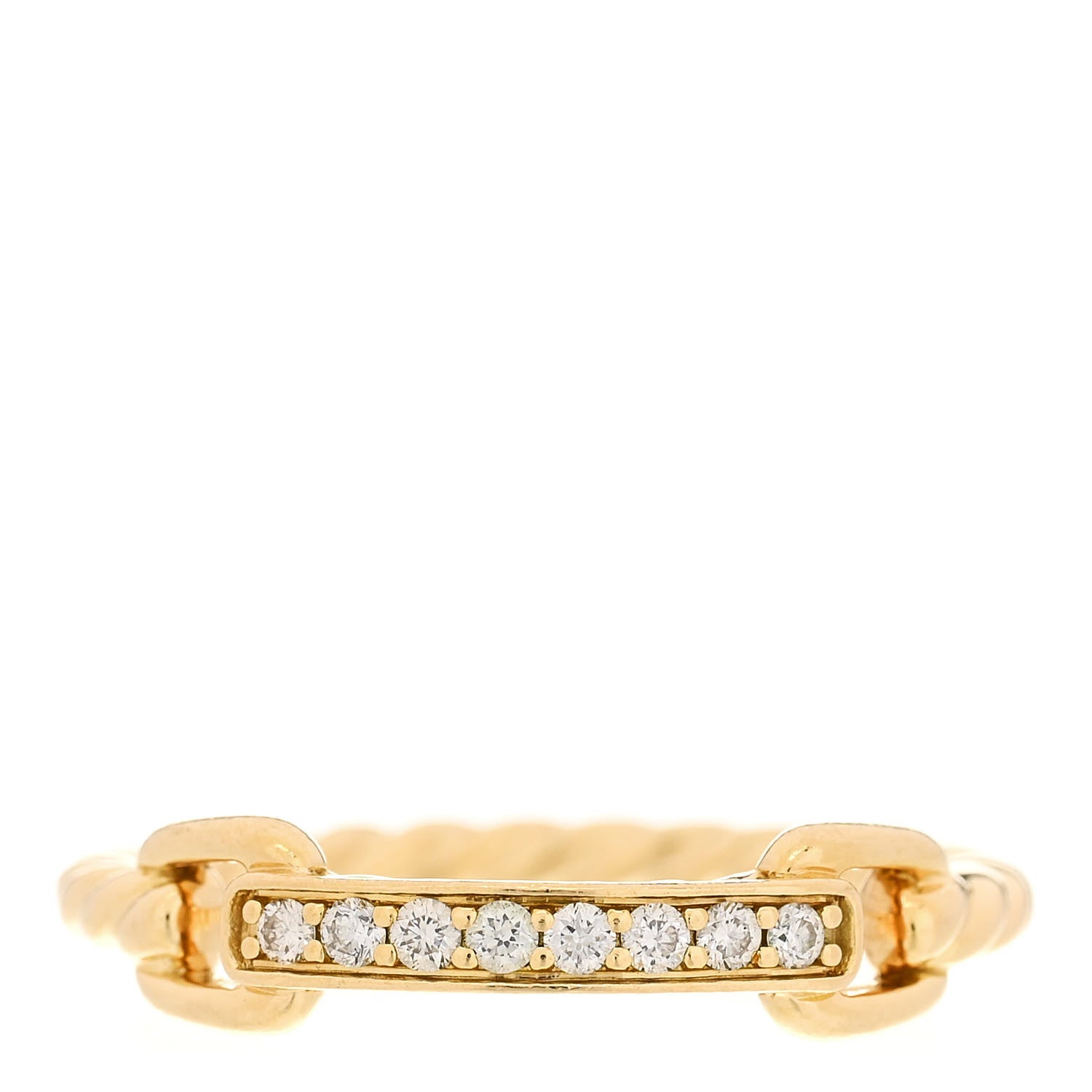 David Yurman 18K Yellow Gold Diamond Pave Petite Ring 53 6.25 1 of 4