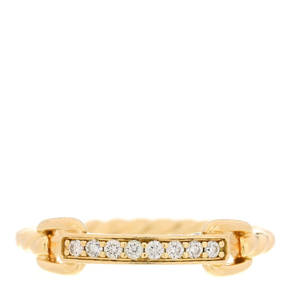 David Yurman 18K Yellow Gold Diamond Pave Petite Ring 53 6.25 1 of 4