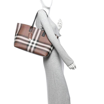 Burberry E-Canvas Check Medium Soft TB Tote Dark Birch Brown 2 of 11