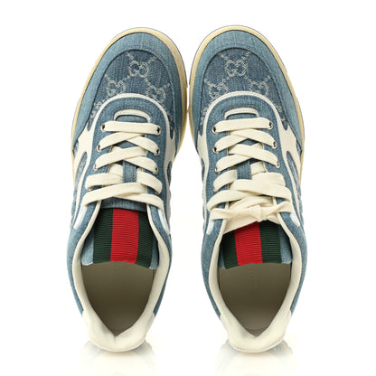Gucci New Denim Delave GG Monogram Womens Re-Web Sneakers 40 Light Blue Royale 2 of 9