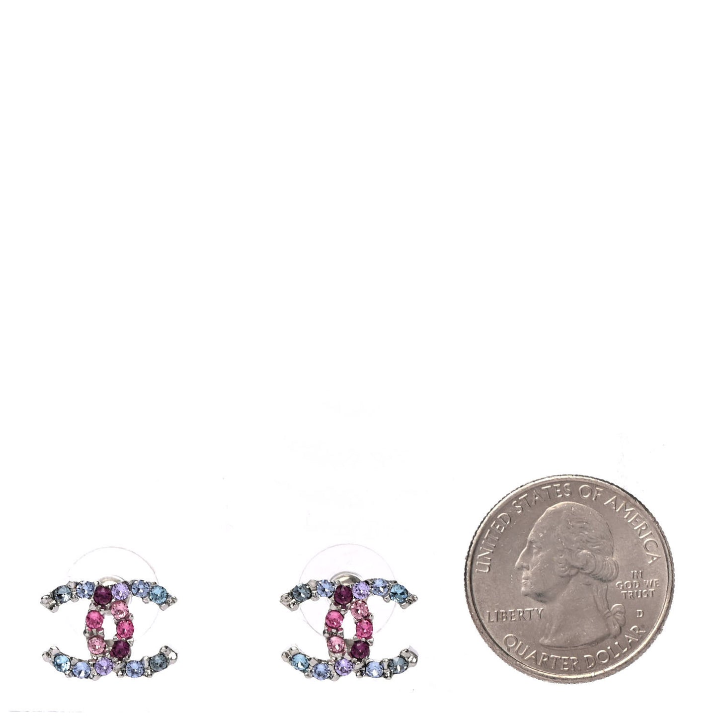 Crystal CC Earrings Silver Multicolor