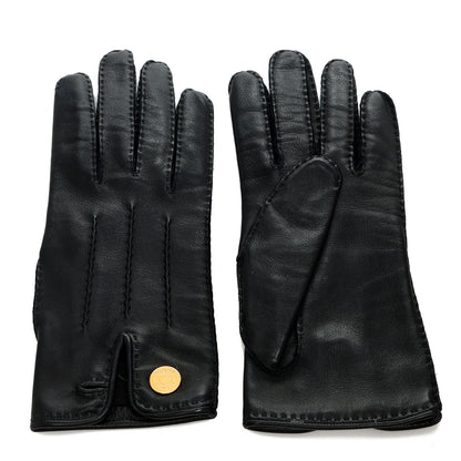 Hermes Lambskin Clous De Selle Gloves 7 Black 1 of 4
