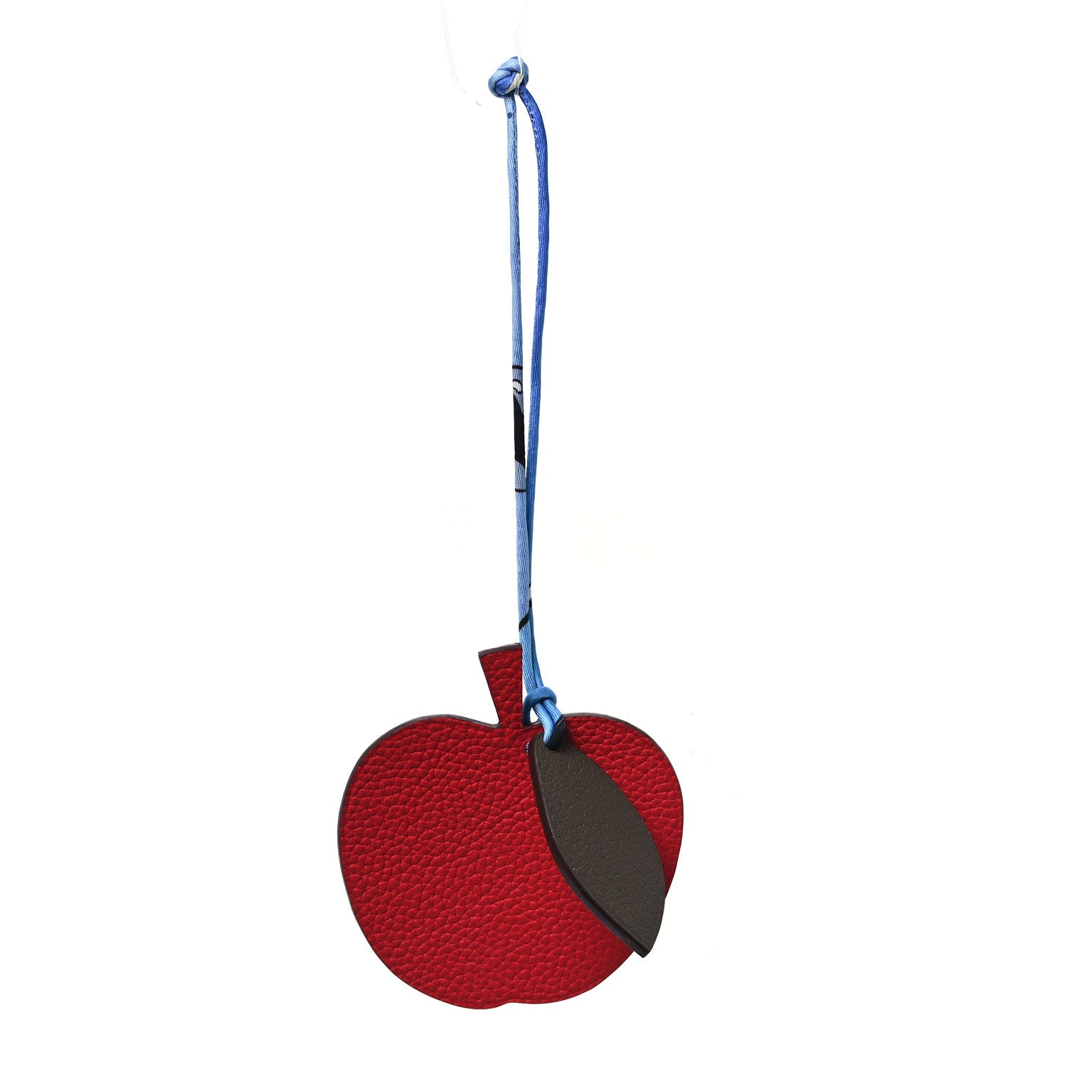Hermes Taurillon Clemence Chevre Mysore Silk Petit H Apple Leaf Bag Charm Rouge Bleu Multicolor 1 of 4