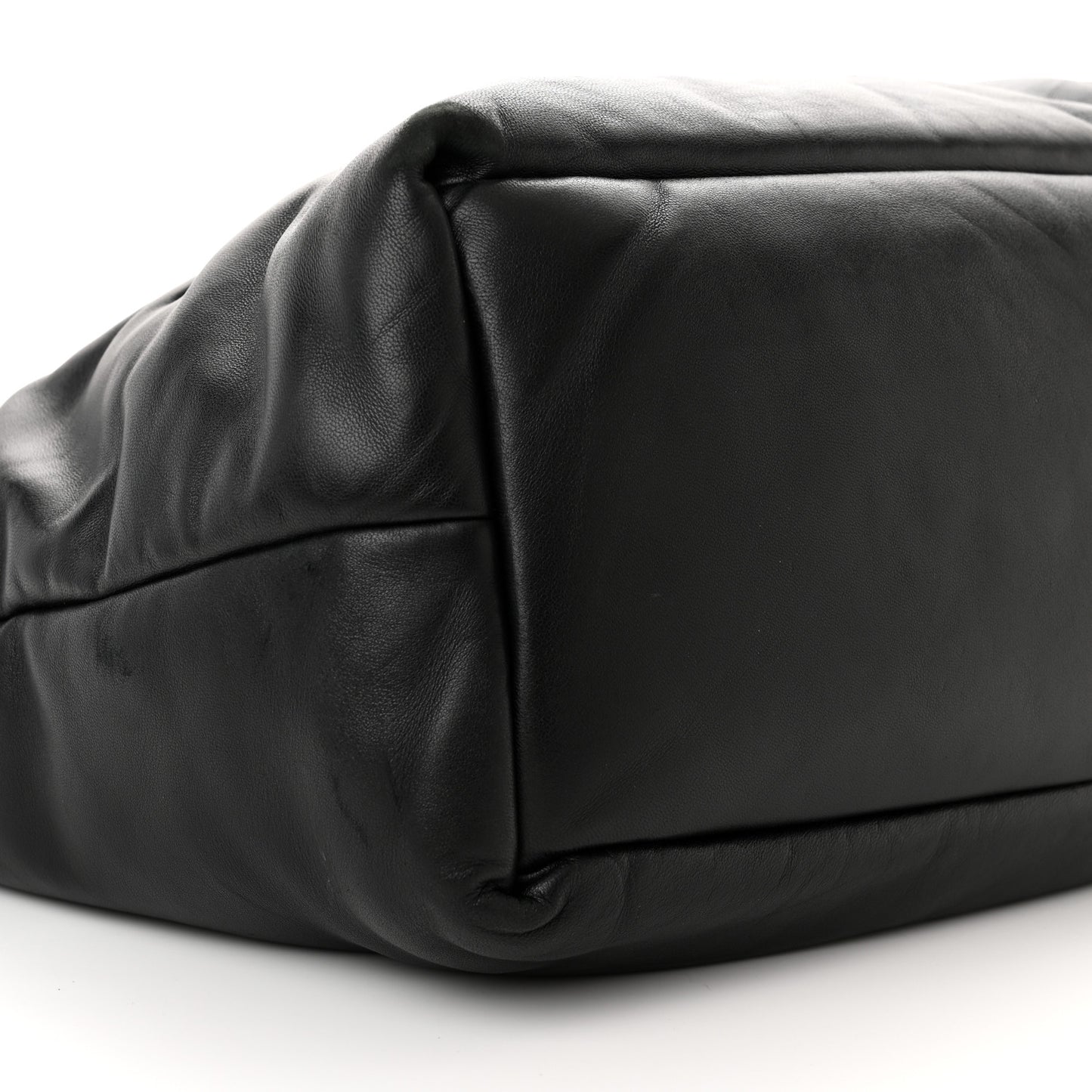Lambskin Wide Puffer Tote Black