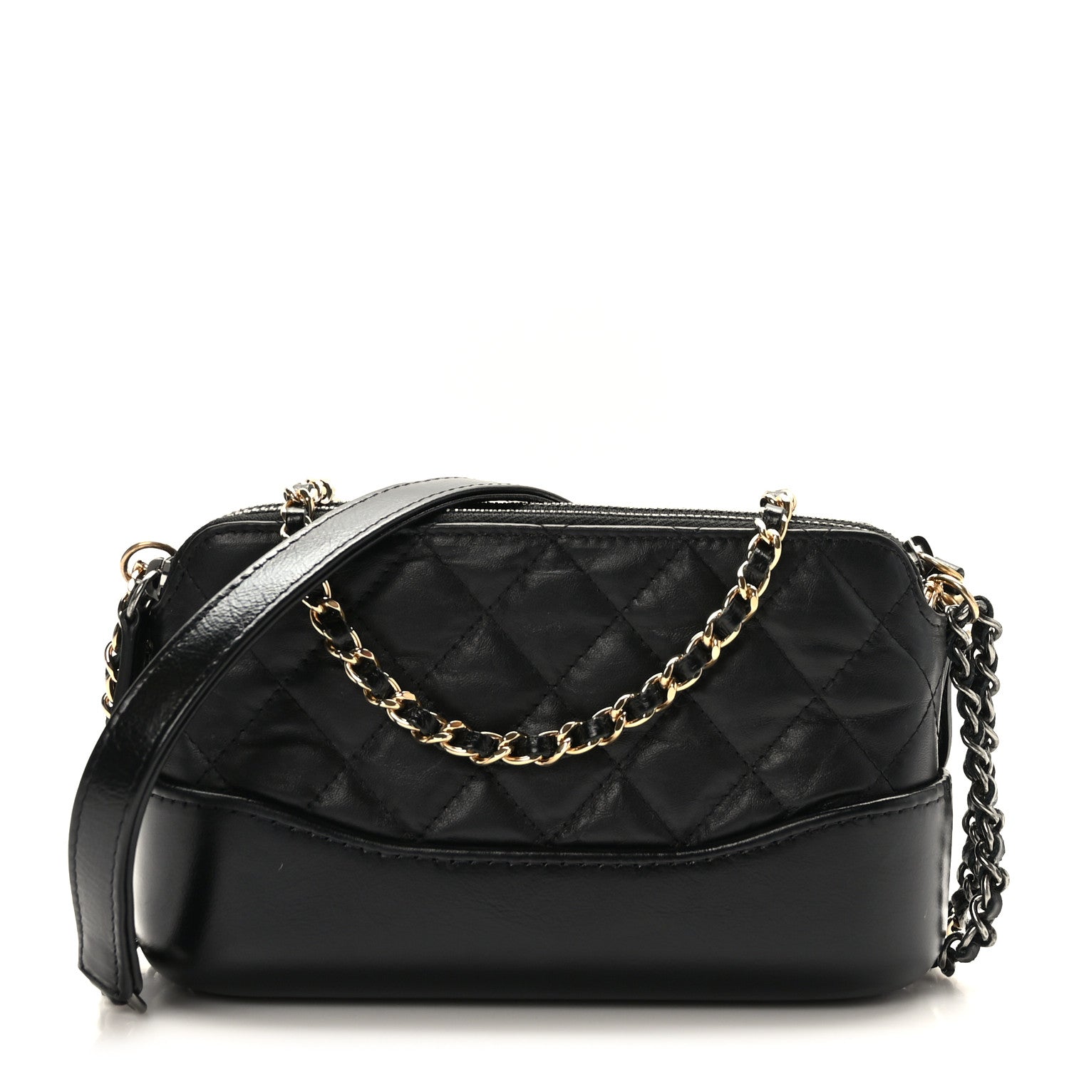 Chanel Aged Calfskin Quilted Small Gabrielle Clutch With Chain Black 1 of 11