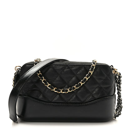 Chanel Aged Calfskin Quilted Small Gabrielle Clutch With Chain Black 1 of 11