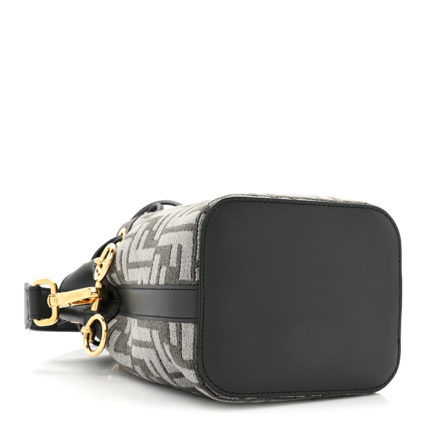 Chenille Vitello King FF Mini Mon Tresor Bucket Bag Antracite Asfalto