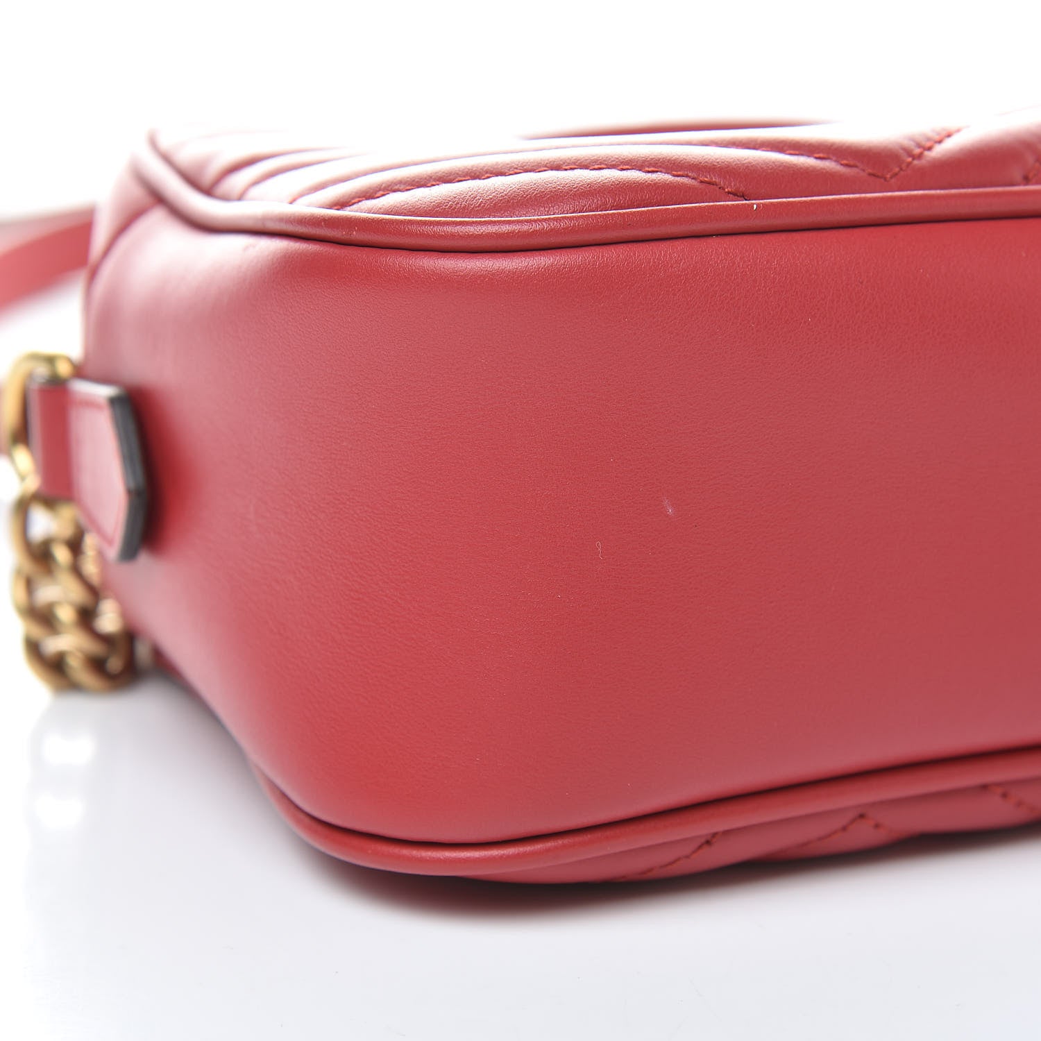 Gucci Calfskin Matelasse Small GG Marmont Chain Shoulder Bag Hibiscus Red 9 of 11
